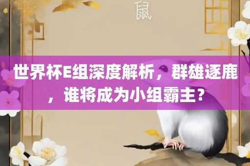 世界杯E组深度解析，群雄逐鹿，谁将成为小组霸主？
