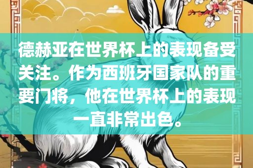德赫亚在世界杯上的表现备受关注。作为西班牙国家队的重要门将，他在世界杯上的表现一直非常出色。