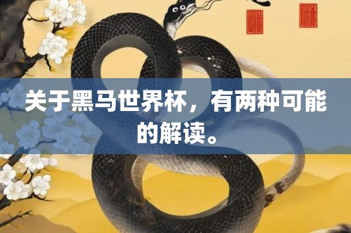 关于黑马世界杯，有两种可能的解读。
