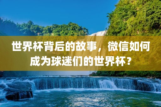 世界杯背后的故事，微信如何成为球迷们的世界杯？
