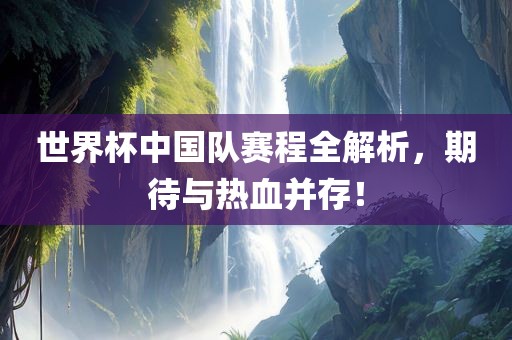 世界杯中国队赛程全解析，期待与热血并存！