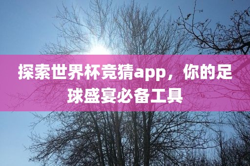探索世界杯竞猜app，你的足球盛宴必备工具