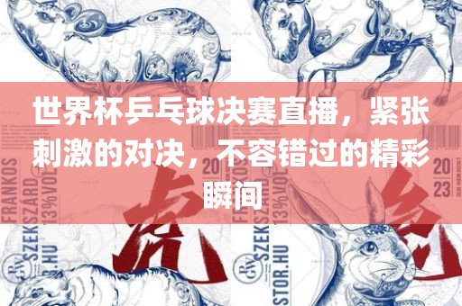 世界杯乒乓球决赛直播，紧张刺激的对决，不容错过的精彩瞬间
