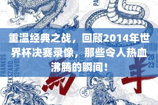 重温经典之战，回顾2014年世界杯决赛录像，那些令人热血沸腾的瞬间！