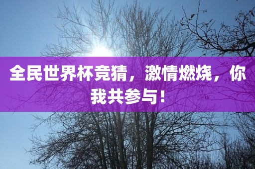 全民世界杯竞猜，激情燃烧，你我共参与！